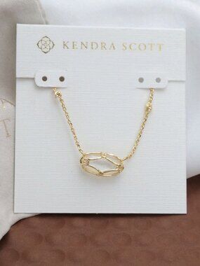 Kendra Scott Elisa Lattice Frame Ivory Mother Pearl Necklace Gold